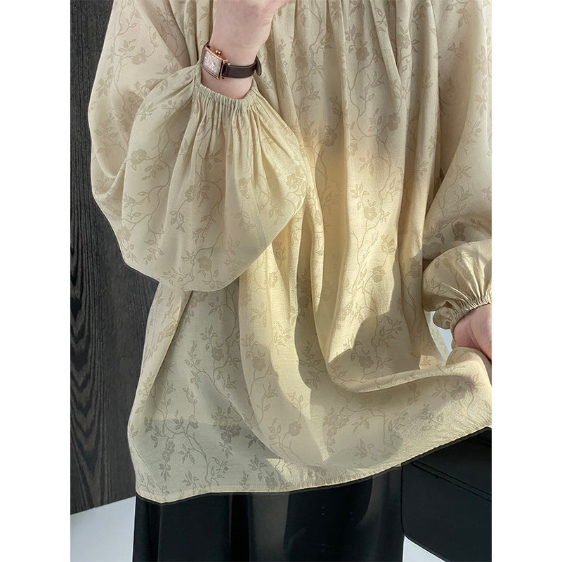骨格ナチュラル ルーズ花柄シャツ